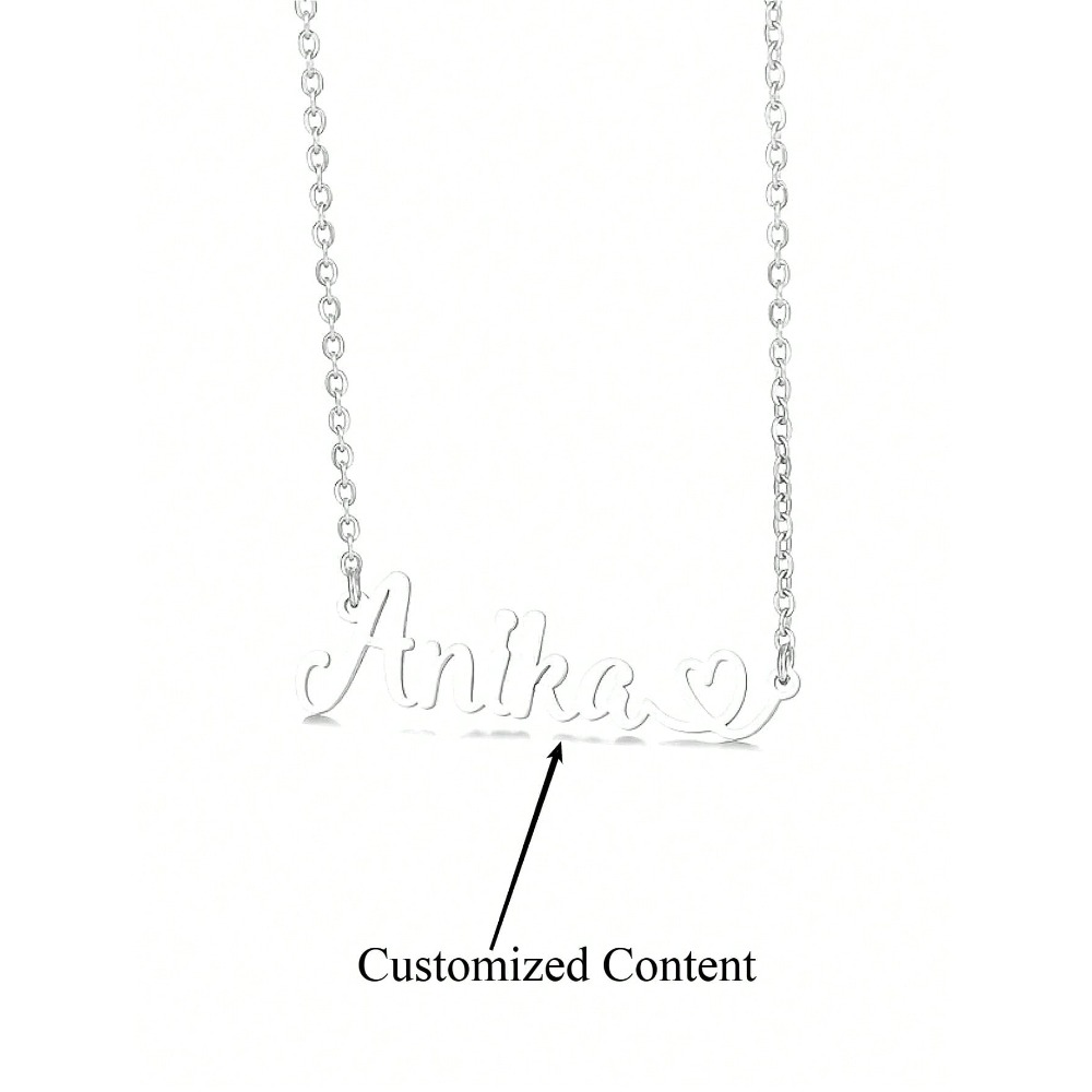 Personalized Stainless Steel Heart Name Necklace — Custom Jewelry